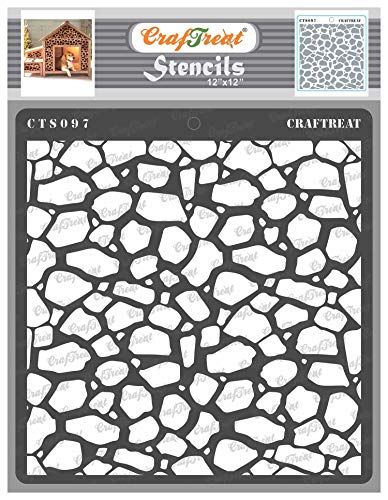 CrafTreat Stone Stencils for Painting on Wood, Canvas, Paper, Fabric, Floor, Wall and Tile - Stone Background Stencil - 12 x 12 Inches - Reusable DIY Art and Craft Stencils for Background von CrafTreat