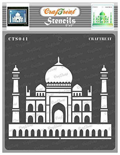 CrafTreat Taj Mahal Indian Stencils for Painting on Wood, Wall, Tile, Canvas, Paper, Fabric and Floor - Taj Mahal Stencil - 6x6 Inches - Reusable DIY Art and Craft Stencils von CrafTreat