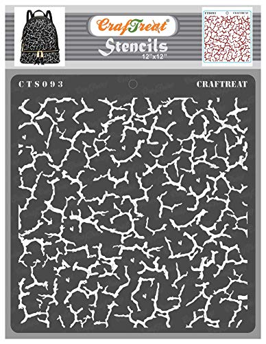 CrafTreat Texture Crackle Stencils for Painting on Wood, Canvas, Paper, Floor, Wall and Tiles - 12" x Reusable DIY Art Craft Wall Stencils Large Pattern von CrafTreat