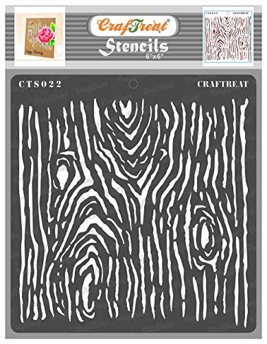 CrafTreat Texture Stencils for Furniture Painting Vintage - Woodgrain Stencil - Size: 15 x 15 cm - Tree Bark Stencils for Crafts Reusable - Textured Stencils for Painting on Concrete, Wood, Fabric von CrafTreat
