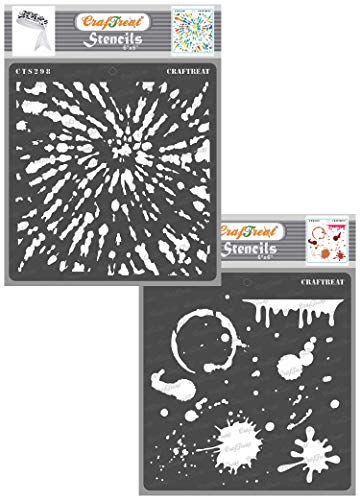 CrafTreat Tie Dye Stencils for Painting on Wood, Canvas, Paper, Fabric, Floor, Wall and Tile - Tie and Dye and Stains and Splatters - 2 Pcs - Size: 15x15 cms - Reusable DIY Art and Craft Stencils von CrafTreat