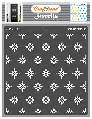 CrafTreat Wall Pattern Stencils for Painting on Wood, Wall, Paper, Fabric and Floor - Dotting Daisies - 30.5 x 30.5 cm - Reusable DIY Arts and Crafts Stencils Pattern for Painting von CrafTreat