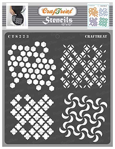 CrafTreat Wall Stencils for Painting Rough Pattern - Distressed Pattern Stencils 30.5 x 30.5 cm Reusable DIY Arts and Crafts Stencils Stencil Tile Pattern Stencil with Floral Pattern von CrafTreat