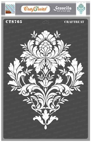 CrafTreat Wiederverwendbare Brokat-Mandala-Schablonen zum Malen auf Holz, Wand und Fliesen – Brokat – A4 (8,3 x 11,7 Zoll) – DIY-Kunst- und Bastelschablonen – Brokat-Schablone von CrafTreat