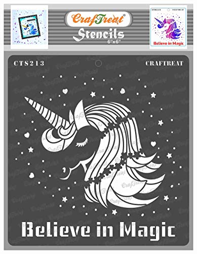 CrafTreat Wiederverwendbare Einhorn-Schablonen zum Malen auf Holz, Wänden und Fliesen – Believe in Magic – 15,2 x 15,2 cm – Einhorn-Schablone klein CrafTreat Wiederverwendbare Einhorn-Schablonen zum Malen auf Holz, Wänden und Fliesen – Believe in Magic – 15,2 x 15,2 cm – Einhorn-Schablone klein von CrafTreat