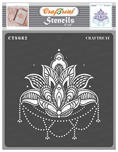 CrafTreat blumen schablonen zum malen An leinwand, holz, papier kunst, wand, boden, fliese und scrapbook zubehör-6X6inches-wiederverwendbar DIY Lotus Accent schablone-bullet journal schablonen von CrafTreat