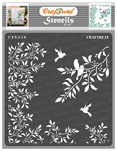 CrafTreat Stencil Stencils Leaves and Branch (15 cm x 15 cm) Reusable Stencils for Painting on Wood, Canvas, Paper, Fabric, Floor, Wall and Tiles DIY Art and Craft Stencils von CrafTreat