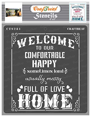 CrafTreat wiederverwendbare „Welcome Home“-Schablone zum Malen auf Holz, Wand und Fliesen – 15,2 x 15,2 cm – Wandschablonen zum Basteln – Happy Quotes-Schablonen zum Malen – Spruch-Schablonen CrafTreat wiederverwendbare „Welcome Home“-Schablone zum Malen auf Holz, Wand und Fliesen – 15,2 x 15,2 cm – Wandschablonen zum Basteln – Happy Quotes-Schablonen zum Malen – Spruch-Schablonen von CrafTreat