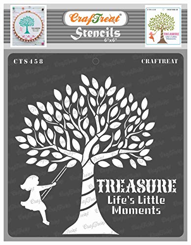 CrafTreat wiederverwendbare Baum-Schablonen zum Malen – Life's Little Moments – 15,2 x 15,2 cm – DIY-Kunst- und Bastelschablonen – Treasure Life's Little Moments-Schablone von CrafTreat