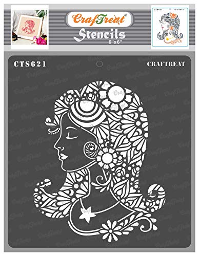 CrafTreat wiederverwendbare Gesicht-Frau-Schablonen zum Malen auf Holz – Serene Beauty – 15,2 x 15,2 cm – DIY-Heimdekor-Schablonen eines Mädchens – Frauen-Gesichtsschablone mit Blumenmustern CrafTreat wiederverwendbare Gesicht-Frau-Schablonen zum Malen auf Holz – Serene Beauty – 15,2 x 15,2 cm – DIY-Heimdekor-Schablonen eines Mädchens – Frauen-Gesichtsschablone mit Blumenmustern von CrafTreat