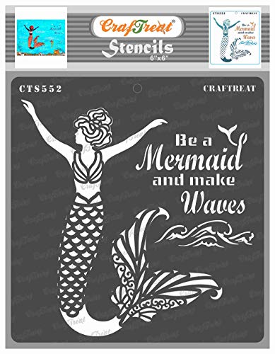 CrafTreat wiederverwendbare Meerjungfrau-Schablonen zum Malen auf Holz, Wand und Fliesen – Meerjungfrau-Schuppen-Schablone – 15,2 x 15,2 cm – DIY-Kunst- und Bastelschablonen für Heimdekoration von CrafTreat