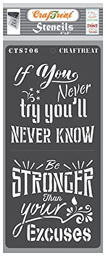 CrafTreat wiederverwendbare inspirierende Zitat-Schablonen zum Malen auf Holz – Be Strong – 10,2 x 20,3 cm – motivierende Schablonen klein – inspirierende Schablonen für Karten CrafTreat wiederverwendbare inspirierende Zitat-Schablonen zum Malen auf Holz – Be Strong – 10,2 x 20,3 cm – motivierende Schablonen klein – inspirierende Schablonen für Karten von CrafTreat