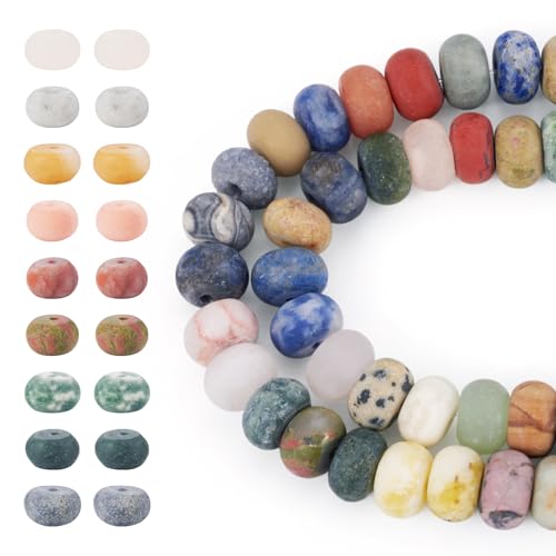 Crafans 1 Strang Natursteinperlen, 8 mm, mattierte Scheibe, Abstandshalter, Perle für selbstgemachte Halsketten, Armbänder, hängende Ornamente, Schmuckherstellung von Crafans