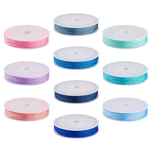 Crafans 10 Rollen 0,8 mm Polyesterschnüre, 10 Farben, chinesische Knotenschnur, Perlenfäden, Bastelbedarf, Faden für DIY-Armbänder, Halsketten, Schmuckherstellung, Blau Crafans 10 Rollen 0,8 mm Polyesterschnüre, 10 Farben, chinesische Knotenschnur, Perlenfäden, Bastelbedarf, Faden für DIY-Armbänder, Halsketten, Schmuckherstellung, Blau von Crafans