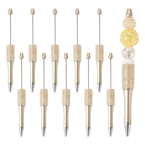 Crafans 10 Stück Kunststoff-Kugelschreiber zum Selbermachen, personalisierter Perlenstift, schwarze Tinte, Kugelschreiber mit klarem Strass für Bürobedarf, Weizen von Crafans