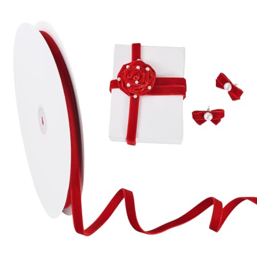 Crafans 10 mm rote Samtbänder, doppelseitiges Samtband, Schleifenband, Vintage-Band, Großpackung für Bastelarbeiten, Geschenkverpackungen, Schleife, Choker, Haargummi Crafans 10 mm rote Samtbänder, doppelseitiges Samtband, Schleifenband, Vintage-Band, Großpackung für Bastelarbeiten, Geschenkverpackungen, Schleife, Choker, Haargummi von Crafans