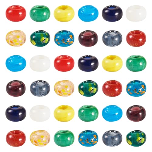 Crafans 100 Stück europäische Lampwork-Perlen, Rondelle, großes Loch, Bastelperlen, Vintage, Lampwork-Perlen, grobe Perlen für Versorgung, Armbänder, Ohrringe, Schmuckherstellung Crafans 100 Stück europäische Lampwork-Perlen, Rondelle, großes Loch, Bastelperlen, Vintage, Lampwork-Perlen, grobe Perlen für Versorgung, Armbänder, Ohrringe, Schmuckherstellung von Crafans