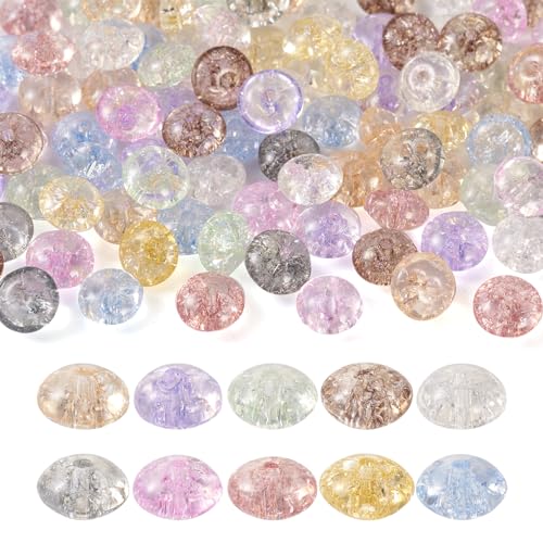 "Crafans 100 Stück scheibenförmige Crackle-Glasperlen, 10 Farben, transparente Abakusperlen, Crackle-Effekt, Abstandshalter, große Scheiben-Glasperlen für die Herstellung von DIY-Armbändern und Schmu "Crafans 100 Stück scheibenförmige Crackle-Glasperlen, 10 Farben, transparente Abakusperlen, Crackle-Effekt, Abstandshalter, große Scheiben-Glasperlen für die Herstellung von DIY-Armbändern und Schmu von Crafans