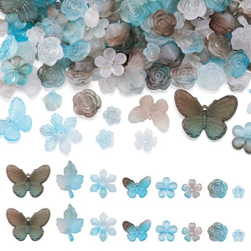 Crafans 100 g mattierte Acrylperlen, Schmetterlings-Blätter, Blumen, Abstandshalter, transparent, sortiert, Acryl-Schmuckperlen, Großpackung für Bastelbedarf, DIY, Armband, Schmuckherstellung, Crafans 100 g mattierte Acrylperlen, Schmetterlings-Blätter, Blumen, Abstandshalter, transparent, sortiert, Acryl-Schmuckperlen, Großpackung für Bastelbedarf, DIY, Armband, Schmuckherstellung, von Crafans