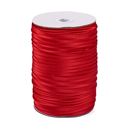 Crafans 100 m rote Polyesterfaserbänder, 11 mm breit, Stoffzubehör, Basteln, Polyester-Besätze für Kleidung, Geschenkverpackung, Brautstrauß, Party-Dekoration von Crafans