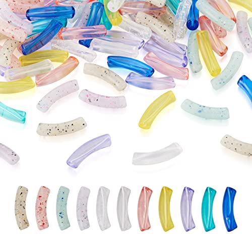 Crafans 110 Stück transparente Acryl-Röhrenperlen für die Schmuckherstellung, Acryl, grob, gebogene Bambusperlen, Nudelperlen, passend für Sommer-Boho-Armbänder, Armreifen, DIY 31,5–32 mm Crafans 110 Stück transparente Acryl-Röhrenperlen für die Schmuckherstellung, Acryl, grob, gebogene Bambusperlen, Nudelperlen, passend für Sommer-Boho-Armbänder, Armreifen, DIY 31,5–32 mm von Crafans