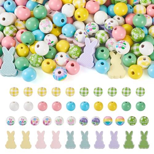 Crafans 160 Stück Naturholzperlen – Hase, rund, großes Loch, grün, Frühlingsblumen, Kaninchen, Abstandshalter, Holzperlen für DIY Ostern Schmuckherstellung Crafans 160 Stück Naturholzperlen – Hase, rund, großes Loch, grün, Frühlingsblumen, Kaninchen, Abstandshalter, Holzperlen für DIY Ostern Schmuckherstellung von Crafans