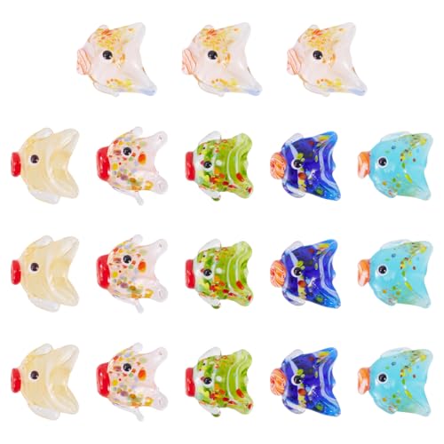 Crafans 18 Stück Fische, Lampwork-Perlen, 6 Farben, Ozean-Tier-Abstandshalter, handgefertigte Lampwork-Fische, Perlen, Fisch-Handwerk, Perlen für DIY-Armbänder, Halsketten, Schmuckherstellung Crafans 18 Stück Fische, Lampwork-Perlen, 6 Farben, Ozean-Tier-Abstandshalter, handgefertigte Lampwork-Fische, Perlen, Fisch-Handwerk, Perlen für DIY-Armbänder, Halsketten, Schmuckherstellung von Crafans