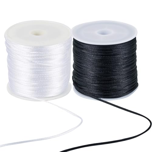 Crafans 2 Rollen 1 mm Nylon-Satinschnur, chinesische Knotenschnur, Weiß und Schwarz, Perlenschnur, Nylon-Rattail-Fäden für DIY-Armbänder, Halsketten, Basteln, Schmuckherstellung Crafans 2 Rollen 1 mm Nylon-Satinschnur, chinesische Knotenschnur, Weiß und Schwarz, Perlenschnur, Nylon-Rattail-Fäden für DIY-Armbänder, Halsketten, Basteln, Schmuckherstellung von Crafans
