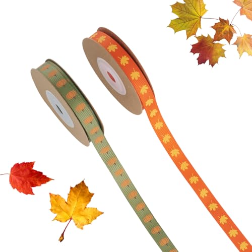 Crafans 2 Rollen Herbstthema Polyesterband 10 mm Kürbis- und Ahornmuster, Ripsband, Thanksgiving Day Themen, dekorative Bordüren für Geschenkverpackung, Party-Dekoration Crafans 2 Rollen Herbstthema Polyesterband 10 mm Kürbis- und Ahornmuster, Ripsband, Thanksgiving Day Themen, dekorative Bordüren für Geschenkverpackung, Party-Dekoration von Crafans