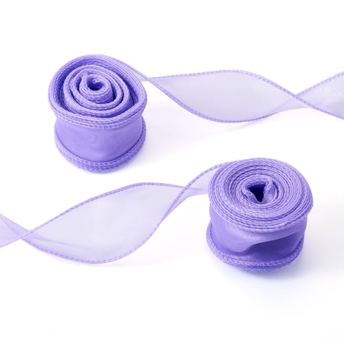 Crafans 2 Rollen schillerndes Schleifenband, lila, schimmernd, durchscheinend, Polyesterbänder, 40 mm, Organzaband, Perlenschwanz, Chiffonbänder für Schleife, Blumen, Geschenkverpackung, 2 Rollen Crafans 2 Rollen schillerndes Schleifenband, lila, schimmernd, durchscheinend, Polyesterbänder, 40 mm, Organzaband, Perlenschwanz, Chiffonbänder für Schleife, Blumen, Geschenkverpackung, 2 Rollen von Crafans