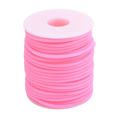 Crafans 2 mm Hohlrohr-Gummikordel 54,68 Meter/Rolle, reine Farbe, Gummischlauchschnüre für Schmuckherstellung, DIY, Handwerk, Armband, Schlauchstricken, Hot Pink von Crafans