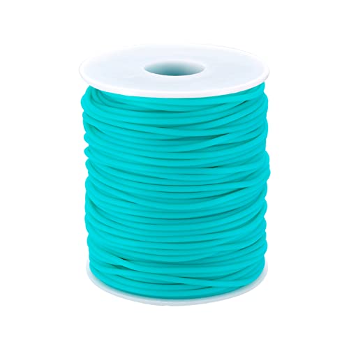 Crafans 2 mm Hohlrohrschlauch, Gummikordel 40 m/Rolle, reine Farbe, Gummischläuche für Schmuckherstellung, DIY, Handwerk, Armband, Schlauchstricken, mitteltürkis von Crafans