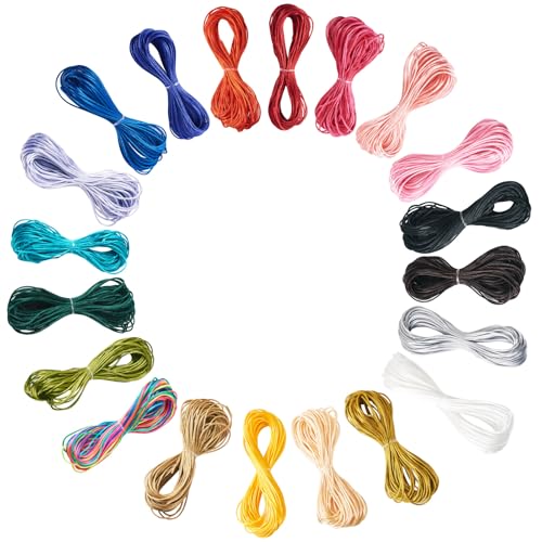 Crafans 20 Bündel 1,5 mm Polyester-Faden-Set, 20 Farben, chinesische Knotenschnüre, Schmuck, Handwerk, Perlen, geflochtene Schnüre für Bastelbedarf, Armband, Halskette Crafans 20 Bündel 1,5 mm Polyester-Faden-Set, 20 Farben, chinesische Knotenschnüre, Schmuck, Handwerk, Perlen, geflochtene Schnüre für Bastelbedarf, Armband, Halskette von Crafans