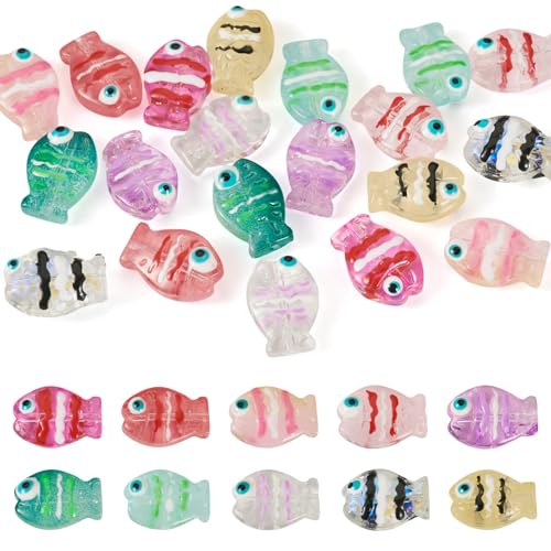 Crafans 20 Stück Fisch-Lampwork-Perlen, gestreifte Fische, Abstandshalter, Meerestiere, Sommer, Strand, Basteln, Perlen für DIY-Armbänder, Halsketten, Schmuckherstellung, bunt Crafans 20 Stück Fisch-Lampwork-Perlen, gestreifte Fische, Abstandshalter, Meerestiere, Sommer, Strand, Basteln, Perlen für DIY-Armbänder, Halsketten, Schmuckherstellung, bunt von Crafans
