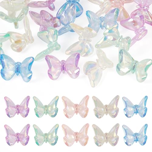 Crafans 20 x Abstandshalter-Perlen, transparent, AB-Farben, Schleifenperlen, Bastelperlen für DIY-Armbänder, Halsketten, Ohrringe, Schlüsselanhänger, Schmuckherstellung von Crafans