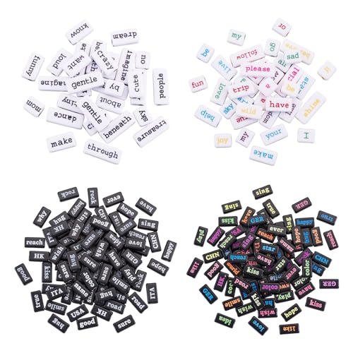 Crafans 200 Stück rechteckige Acryl-Perlen mit Inspiration Wort-Phrase, Perlen, 2 Größen, 4 Stile, Buchstaben, Alphabet-Perlen mit Wort für die Schmuckherstellung Crafans 200 Stück rechteckige Acryl-Perlen mit Inspiration Wort-Phrase, Perlen, 2 Größen, 4 Stile, Buchstaben, Alphabet-Perlen mit Wort für die Schmuckherstellung von Crafans