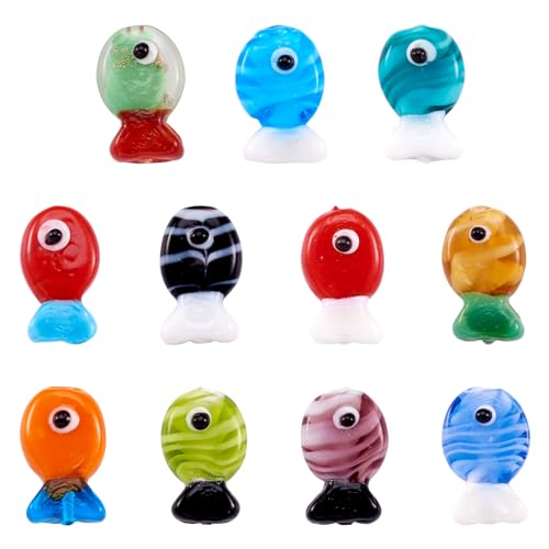 Crafans 22 Fisch-Lampwork-Perlen - Niedliche Goldfische - Handgemachte Bunte Tropische Fische - Lampwork Spacer Perlen für DIY Schmuck Crafans 22 Fisch-Lampwork-Perlen - Niedliche Goldfische - Handgemachte Bunte Tropische Fische - Lampwork Spacer Perlen für DIY Schmuck von Crafans