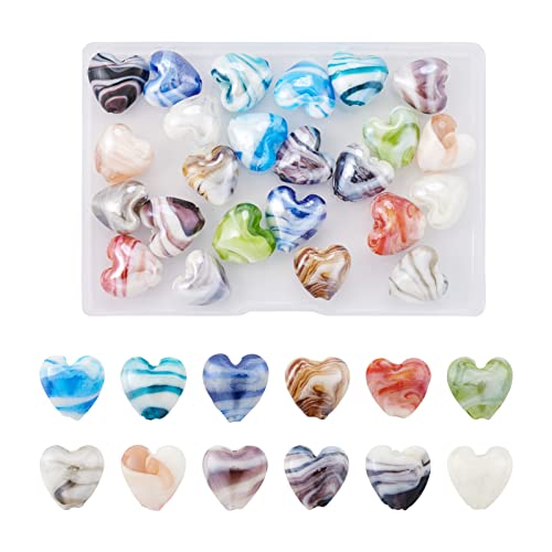 Crafans 24 Stück Herz-Perlen, handgefertigt, Lampwork-Glas, Liebesherz-Perlen, 15,5–16 mm, für Bastelarbeiten, Ohrringe, Armbänder, Halsketten, Schmuckherstellung Crafans 24 Stück Herz-Perlen, handgefertigt, Lampwork-Glas, Liebesherz-Perlen, 15,5–16 mm, für Bastelarbeiten, Ohrringe, Armbänder, Halsketten, Schmuckherstellung von Crafans