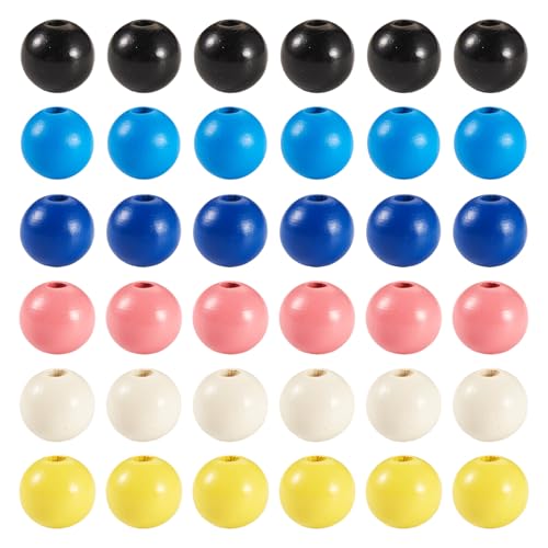 Crafans 240 runde Holzperlen, 16 mm, große Holzperlen, 6 Farben, runde Abstandshalter, Bastelperlen, Großpackung für DIY-Halsketten, Ohrringe, Armbänder, Schmuckherstellung von Crafans