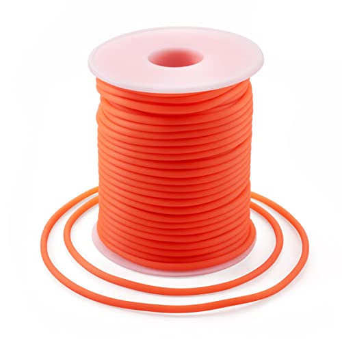 Crafans 27,34 Yards/Rolle Hohlrohr-Gummikordel 3 mm Rohr Gummikordel für Schmuckherstellung DIY Handwerk Armband Röhrenstrickkleidung Orange Rot von Crafans