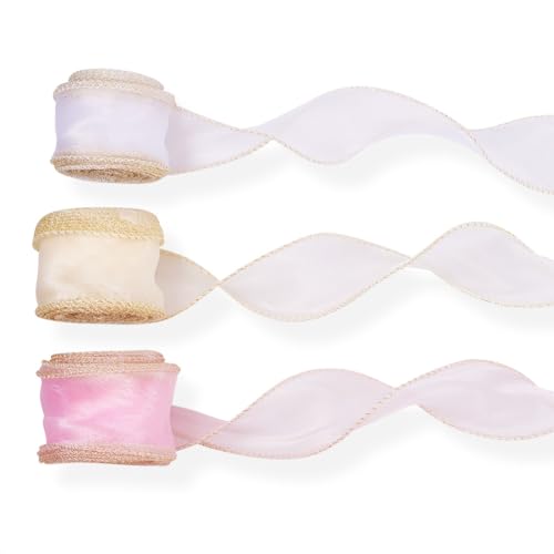 Crafans 3 Rollen 40 mm glitzernd schimmerndes Organza-Chiffonband, schillernd, durchscheinende Bänder, 3 Farben, Geschenkpapierbänder für Blumenstrauß, Hochzeitsschleifen, Party-Dekoration Crafans 3 Rollen 40 mm glitzernd schimmerndes Organza-Chiffonband, schillernd, durchscheinende Bänder, 3 Farben, Geschenkpapierbänder für Blumenstrauß, Hochzeitsschleifen, Party-Dekoration von Crafans
