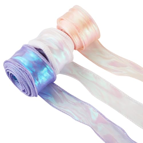 Crafans Schimmernde transparente Bänder, 40 mm x 9 m, schillerndes Organza, glitzerndes Chiffon, Polycooton für Blumenstrauß, Hochzeitsdekoration, Geschenkverpackungen von Crafans