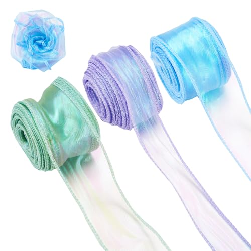 Crafans 3 Rollen schimmerndes transparentes Band, 45 mm x 9 m, 3 Farben, schillernd, Polycooton-Bänder, glitzernde Chiffonbänder für Blumenstrauß, Dekoration, Geschenkverpackungen Crafans 3 Rollen schimmerndes transparentes Band, 45 mm x 9 m, 3 Farben, schillernd, Polycooton-Bänder, glitzernde Chiffonbänder für Blumenstrauß, Dekoration, Geschenkverpackungen von Crafans