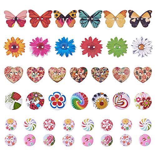 Crafans 300 Stück bedruckte Blumen Holzknöpfe Schmetterling Herz 2-Loch Holzknöpfe sortierte Blume rund Nähknöpfe Bastelbedarf für Strickkunst handgefertigte Ornamente Crafans 300 Stück bedruckte Blumen Holzknöpfe Schmetterling Herz 2-Loch Holzknöpfe sortierte Blume rund Nähknöpfe Bastelbedarf für Strickkunst handgefertigte Ornamente von Crafans