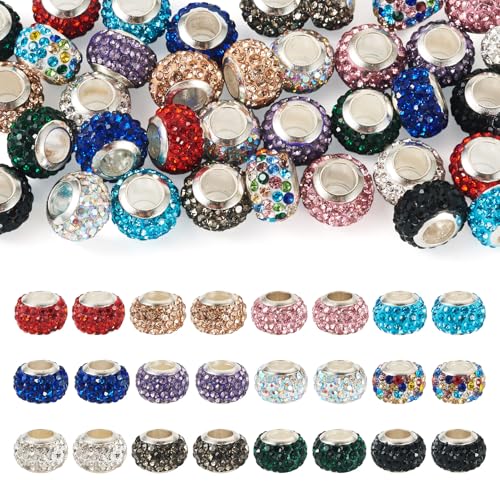 Crafans 36 Stück europäische Strass-Perlen, 12 mm, Rondelle, Legierung, Ton, Abstandshalter, Perlen, 12 Farben, Kristall-Strass, großes Loch, Perlen für DIY-Armbänder, Halsketten, Schmuckherstellung Crafans 36 Stück europäische Strass-Perlen, 12 mm, Rondelle, Legierung, Ton, Abstandshalter, Perlen, 12 Farben, Kristall-Strass, großes Loch, Perlen für DIY-Armbänder, Halsketten, Schmuckherstellung von Crafans