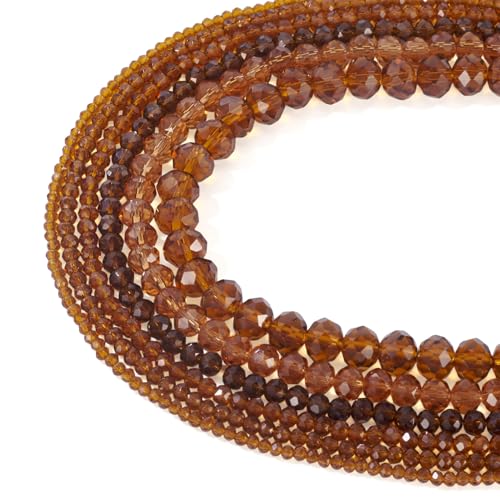 Crafans 6 Stränge, facettierte Glasperlen, Rondlle Dark Goldenrod Glas-Abstandshalter, transparent, klobige Perlen, 6 Stile, Großpackung für selbstgemachte Halsketten, Armbänder, Fußkettchen, hängende von Crafans
