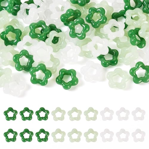 Crafans 60 Stück Jade-Glasperlen in Blumenoptik, europäische Perlen, 3 Farben, hohle Blumen-Charm-Perlen für selbstgemachte Halsketten, Schmuckherstellung Crafans 60 Stück Jade-Glasperlen in Blumenoptik, europäische Perlen, 3 Farben, hohle Blumen-Charm-Perlen für selbstgemachte Halsketten, Schmuckherstellung von Crafans