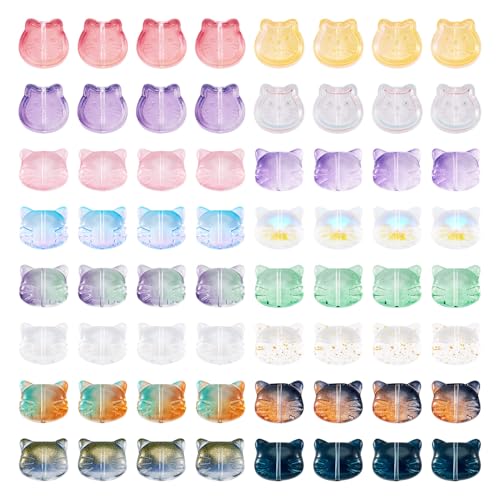 Crafans 64 Stück Katzenglasperlen, niedliches Tier, transparent, Abstandshalter, Katzenkopf, Glasperlen, Katzen-Lampwork-Perlen, Großpackung für DIY-Armbänder, Halsketten, Ohrringe, Schmuckherstellung Crafans 64 Stück Katzenglasperlen, niedliches Tier, transparent, Abstandshalter, Katzenkopf, Glasperlen, Katzen-Lampwork-Perlen, Großpackung für DIY-Armbänder, Halsketten, Ohrringe, Schmuckherstellung von Crafans