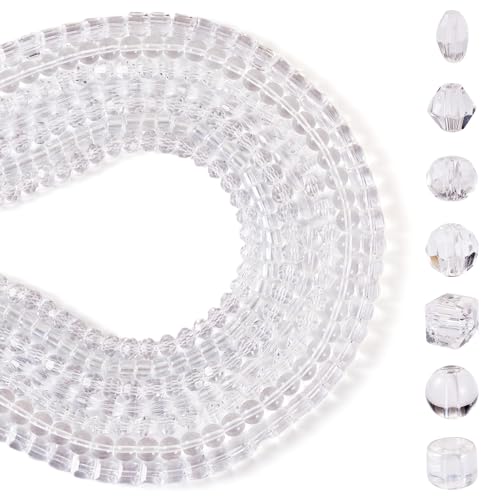 Crafans 7 Stränge, klare facettierte Glasperlen, würfelförmig, ovale Säulen-Rondelle, Glasperlen, rund, Doppelkegel, sortierte Glasperlen, Großpackung für DIY-Armbänder, Schmuckherstellung Crafans 7 Stränge, klare facettierte Glasperlen, würfelförmig, ovale Säulen-Rondelle, Glasperlen, rund, Doppelkegel, sortierte Glasperlen, Großpackung für DIY-Armbänder, Schmuckherstellung von Crafans