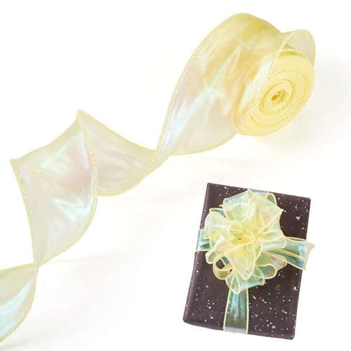 Crafans 9,1 m langes, schillerndes Band, gelb, schimmernd, durchscheinend, Polyester-Bänder, Fischschwanz, Chiffon-Bänder, Organza-Band, Perlmutt-Bänder für Schleifen, Blumen, Geschenkverpackung Crafans 9,1 m langes, schillerndes Band, gelb, schimmernd, durchscheinend, Polyester-Bänder, Fischschwanz, Chiffon-Bänder, Organza-Band, Perlmutt-Bänder für Schleifen, Blumen, Geschenkverpackung von Crafans